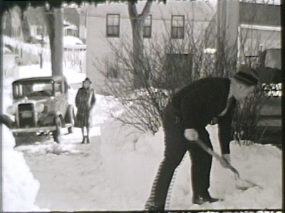 Maine snowstorm, Portland flight, Boothbay Harbor, 1937-1939--Cyrus Pinkham--home movies. Reel 9